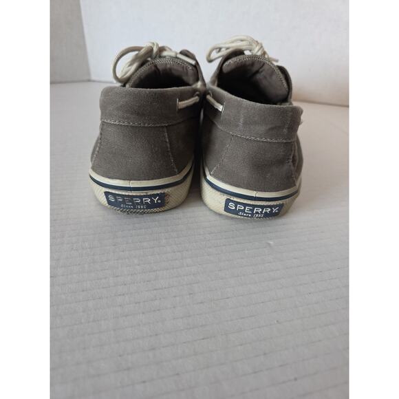SPERRY Men Boat Shoe Chocolate Color Canvas Tie Closure Sz. 10.5 - Picture 2 of 9